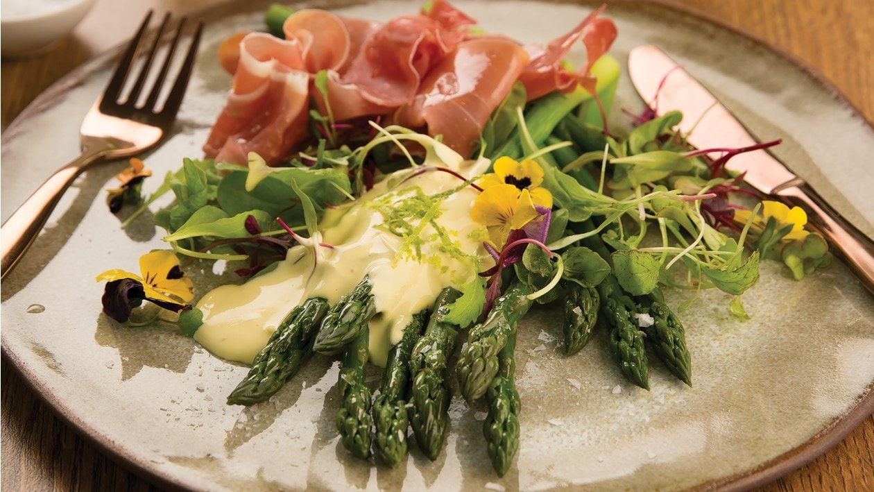 Fresh Asparagus with Parma Ham, Served with Hollandaise Sauce – - Recipe
