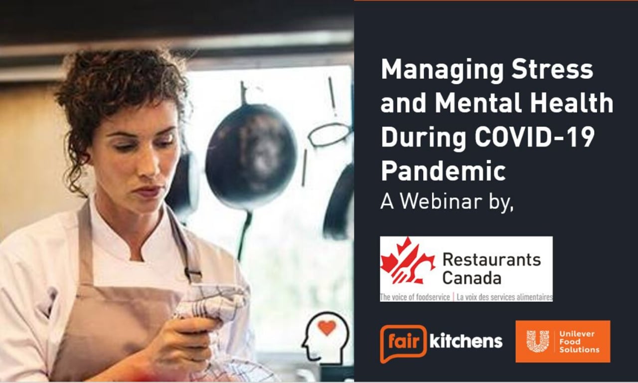 Thumbnail for Video on managing stress during Covid with a woman chef in the kitchen. 