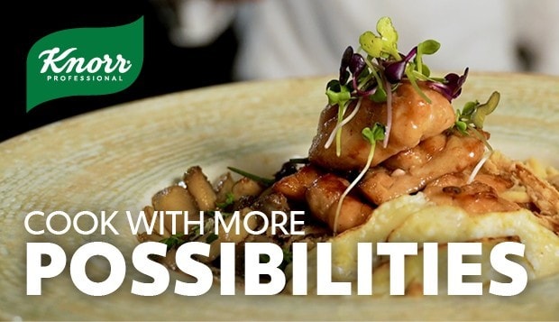 Knorr Professional Cook with More Possibilities campaign featuring a plated restaurant dish