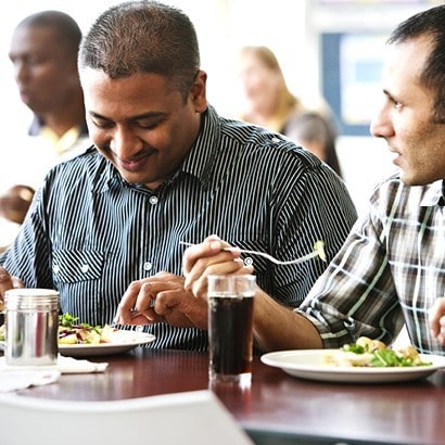 People eating at a table.