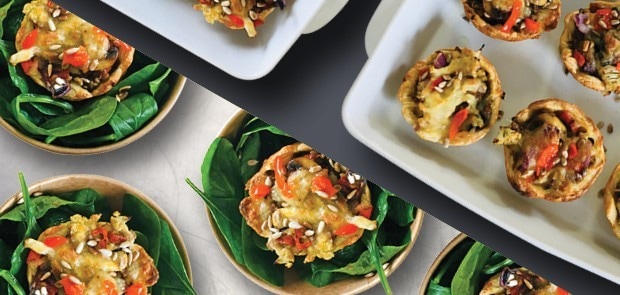 MUSHROOM, CAULI, LENTIL, CHEESY, PEPPADEW CUPS