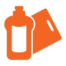 Infographic of soap and cloth. 