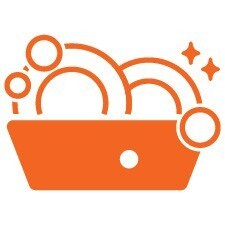 Infographic washing dishes. 