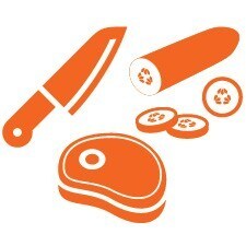 Infographic Meat and vegetable chopping.