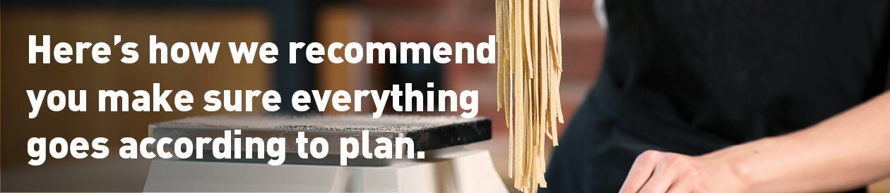 Chef weighing pasta.