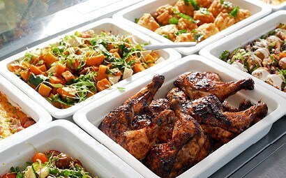 Variety of catering dishes.