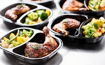 Portions of chicken and veg. 