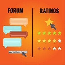 Icons depicting reviews and forums.