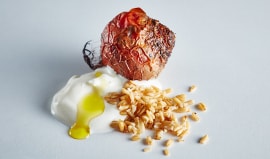 8.	Roasted vegetables, gluten free oats and labneh