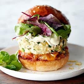 Vegetarian Tofu Zucchini Burger with Mustard Mayonnaise