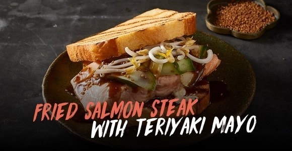 Fried Salmon Steak with Teriyaki Mayo