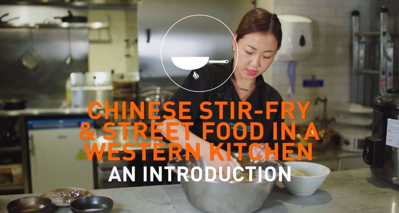 Thumbnaill of woman chef in kitchen for Chinese Stiry-fry_1.An Introduction_UFSAcademy video. 