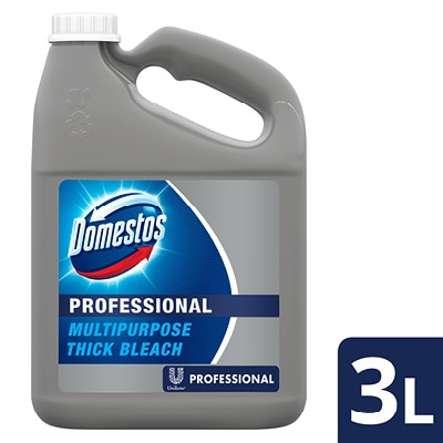Unilever Professional Domestos Multipurpose Thick Bleach - Domestos provides a multi-purpose thick bleach that removes stains and eradicates bacteria and viruses.