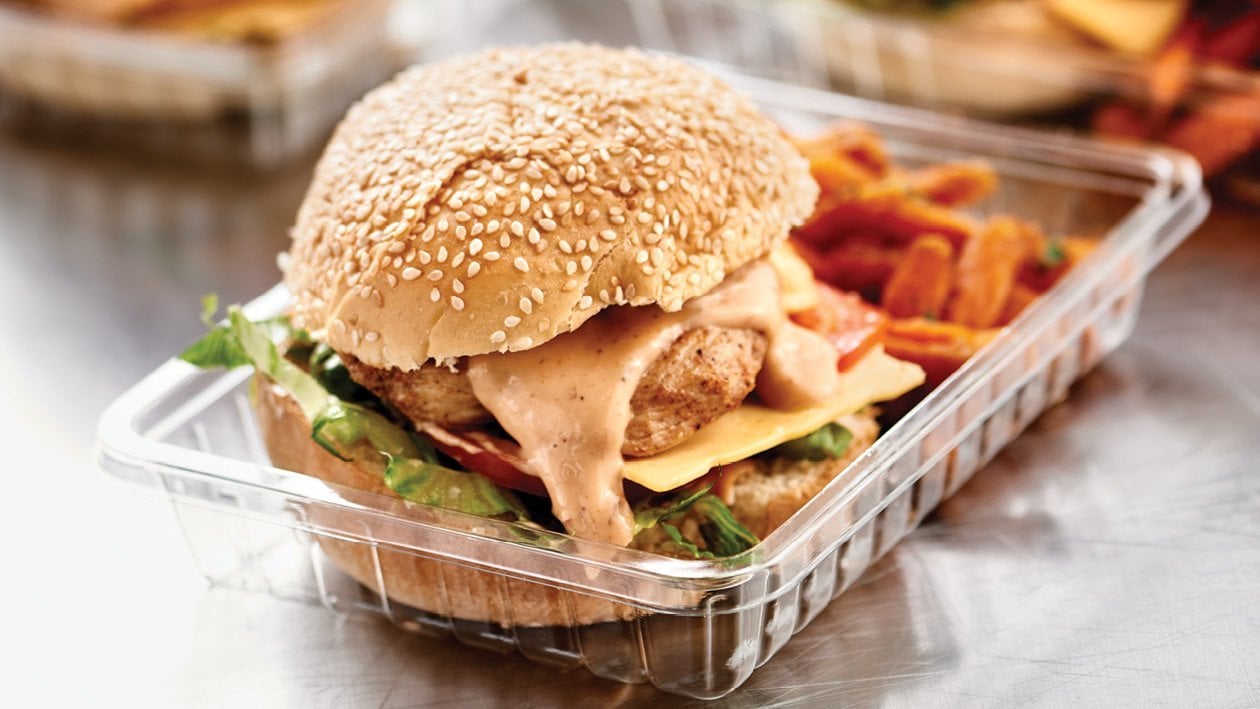 Chicken Nacho Burger with Sweet Potato Fries – - Recipe