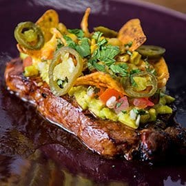 Guac-a-Salsa Dressed Rib Eye Steak