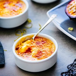 Passion Fruit and Lemon Crème Brulee