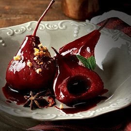 Red Wine Poached Pears