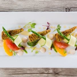 Veggie Fingers, Asparagus Tips with Citrus and Micro Herbs
