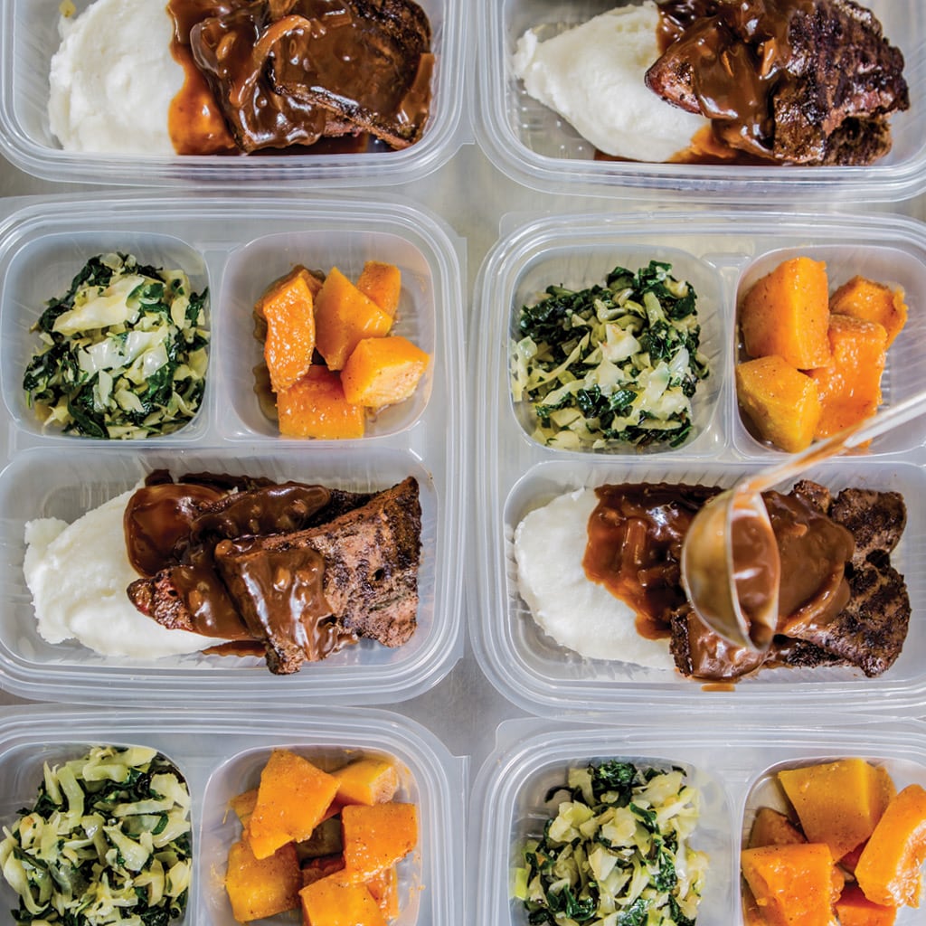 Grilled Ox Liver with Fried Cabbage Spinach Pap and Cinnamon Butternut