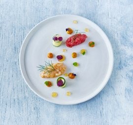 Chopped Crayfish, Tartare Tuna, Zucchini Cannoli