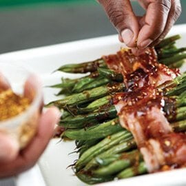 Glazed Green Beans Blanketed in Lusty Bacon