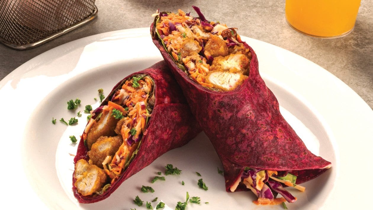 Popcorn Chicken & Beetroot Wrap with Crispy Tangy Slaw – - Recipe
