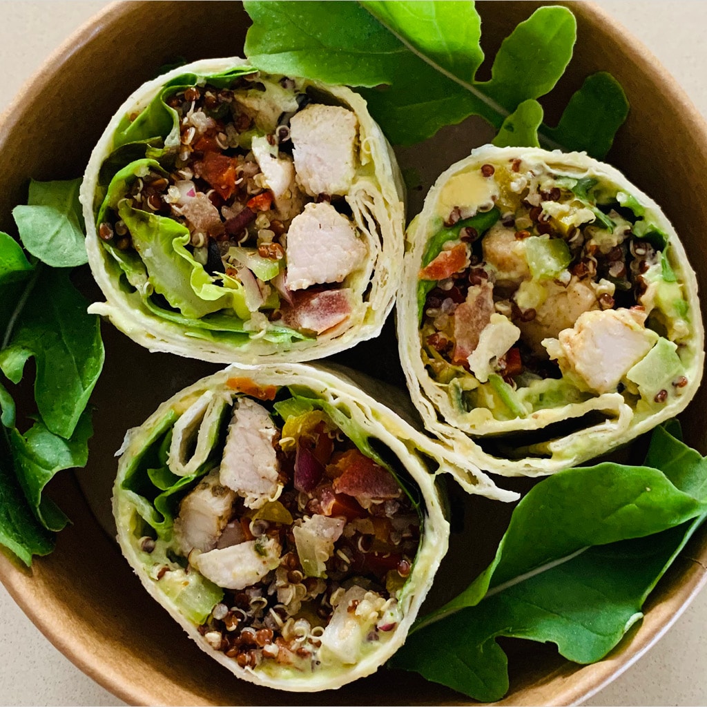 Chicken, Quinoa Salad & Avo Mayo Wrap