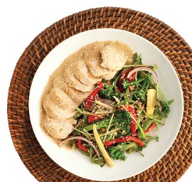 Chicken, Sprout and Rocket Salad with Thai Style Dressing