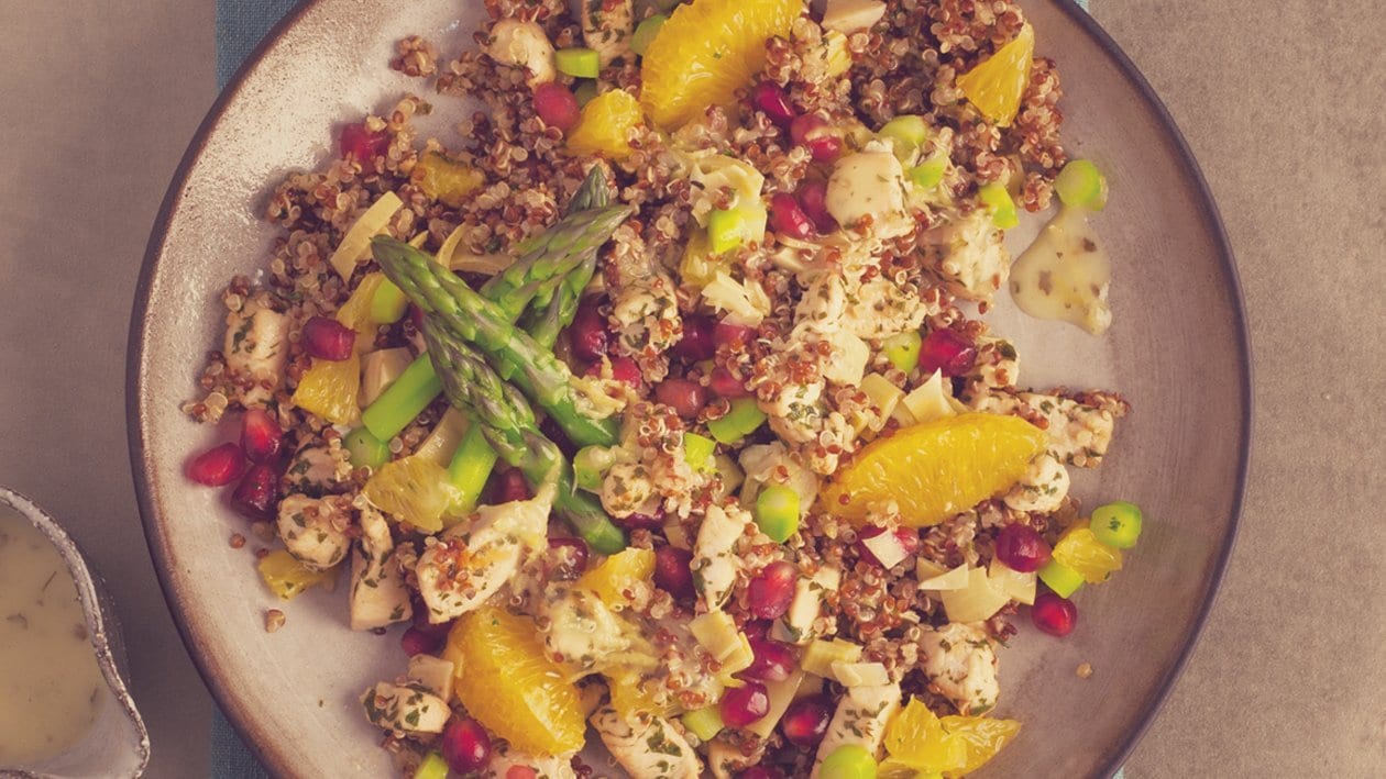 Warm Red and White Quinoa, Chicken and Aparagus Salad – - Recipe