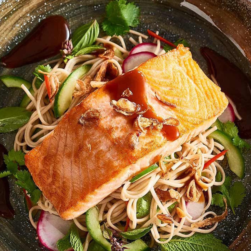 Teriyaki Salmon, Soba Noodle Salad