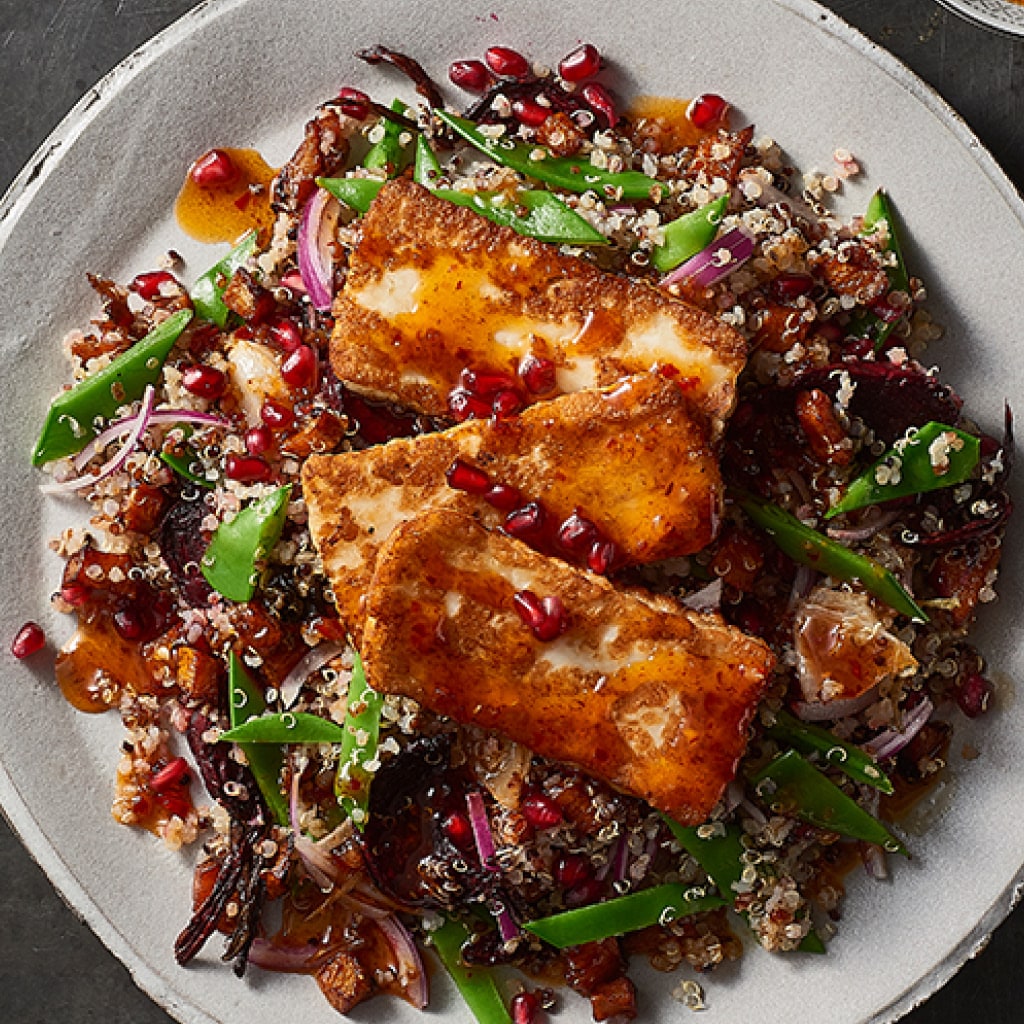 Char Halloumi on Warm Quinoa Salad