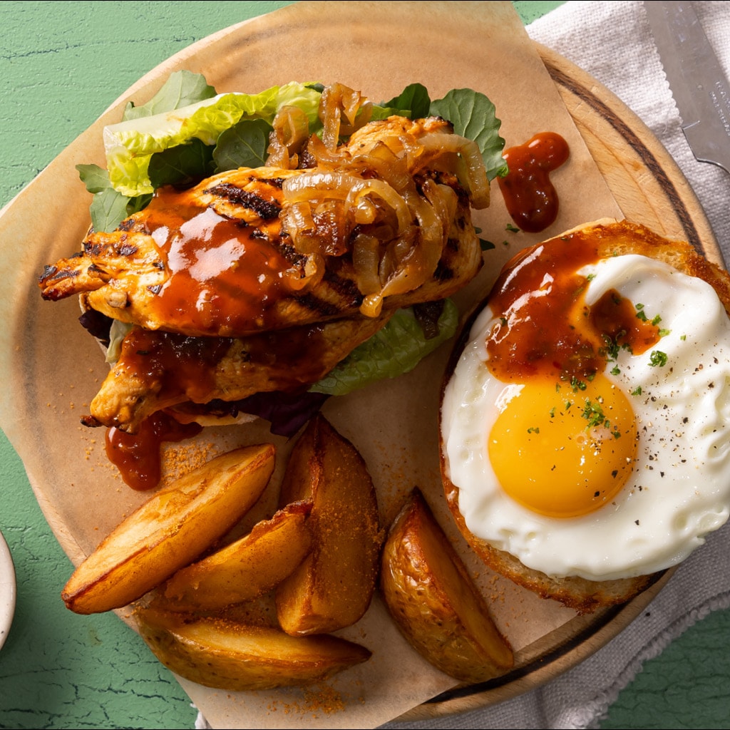 Chicken Prego Breakfast Bun Stack