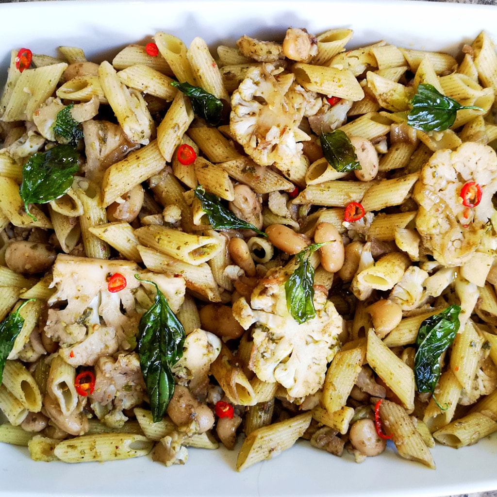 Cauliflower, Pesto and Butterbean Pasta (Plant-Based Recipe)