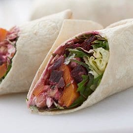 Butternut, Beetroot, Chickpea and Salad Wrap