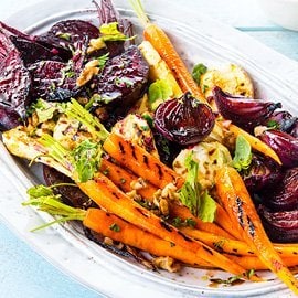 Glazed Barbeque Roasted Root Vegetables With Fresh Herbs