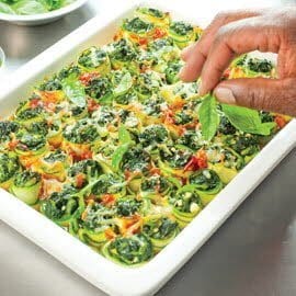 Rolled and Roasted Baby Marrow with Spinach