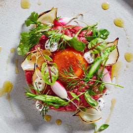 Beet Tartare with Quick-Cured Egg